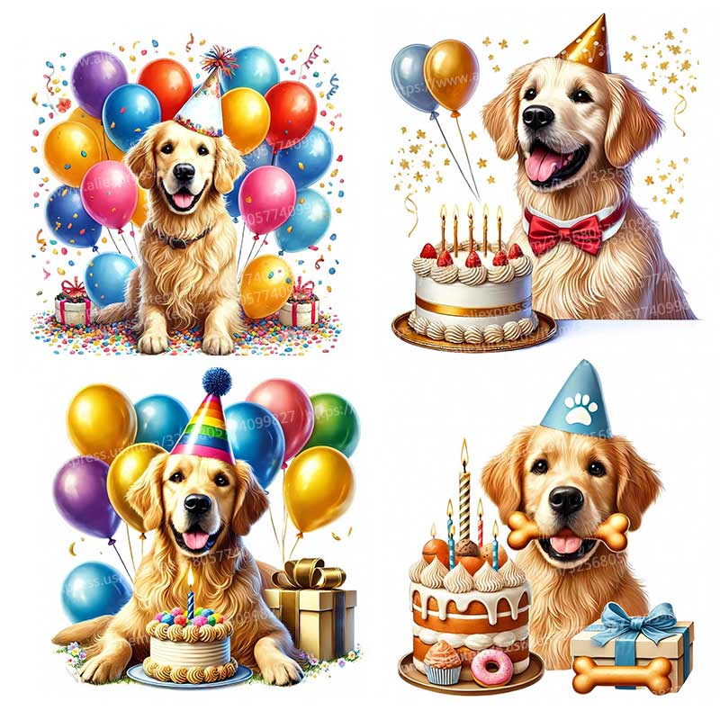Pvc Panel Background - Selamat Ulang Tahun Golden Retriever Stiker